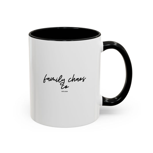 Family Chaos Co. Accent Coffee Mug – 11/15oz Black-Trim Ceramic Mug