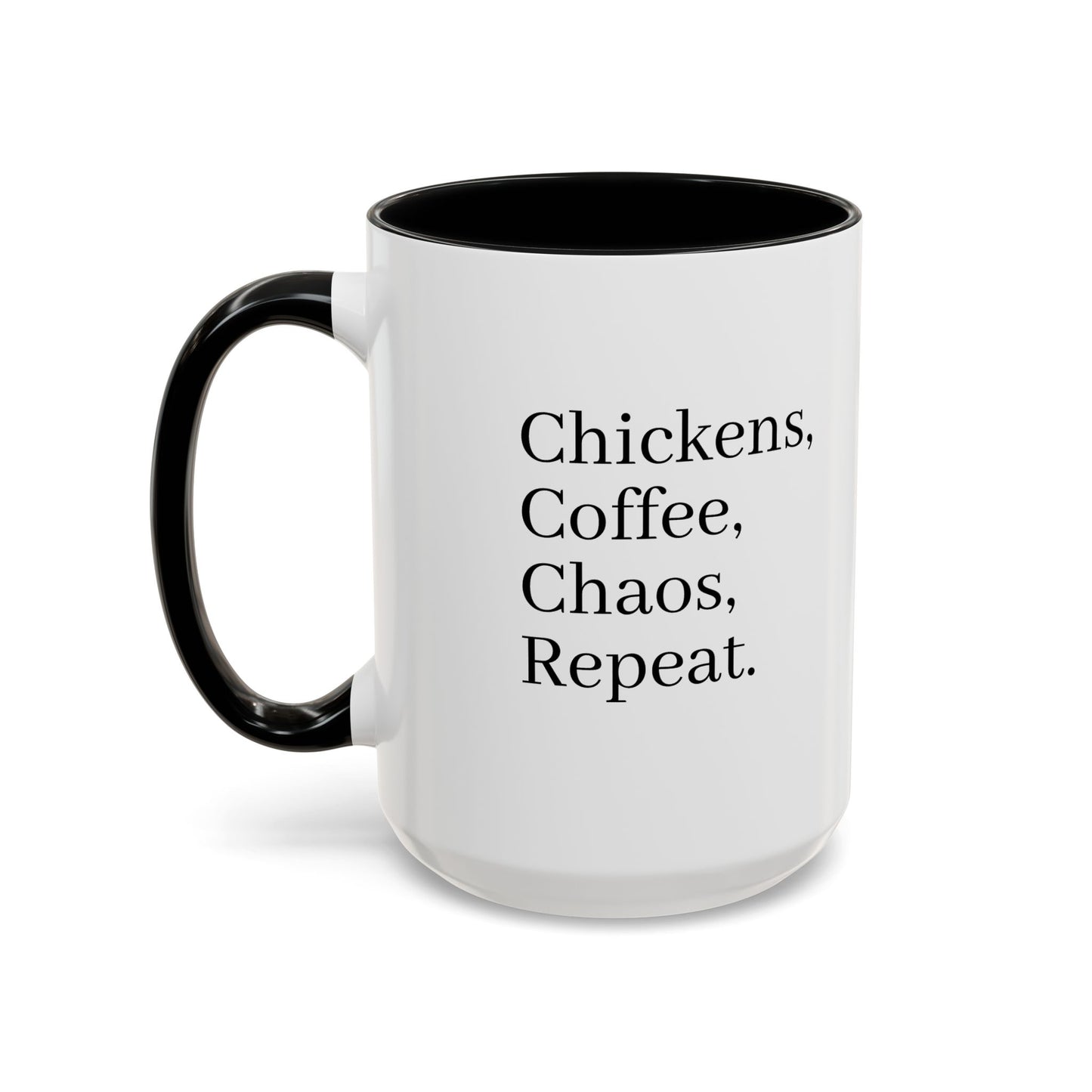Family Chaos Co. Accent Coffee Mug – 11/15oz Black-Trim Ceramic Mug