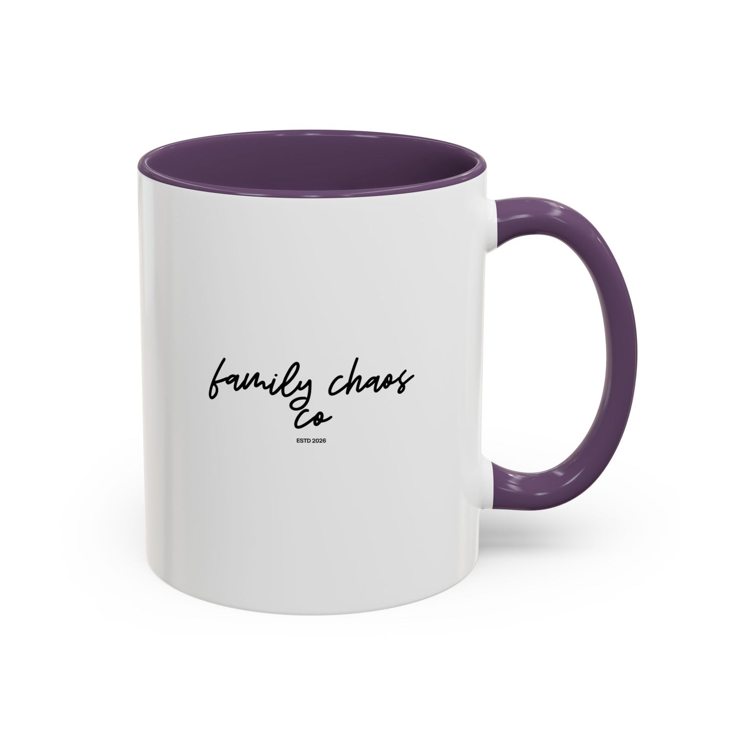 Family Chaos Co. Accent Coffee Mug – 11/15oz Black-Trim Ceramic Mug