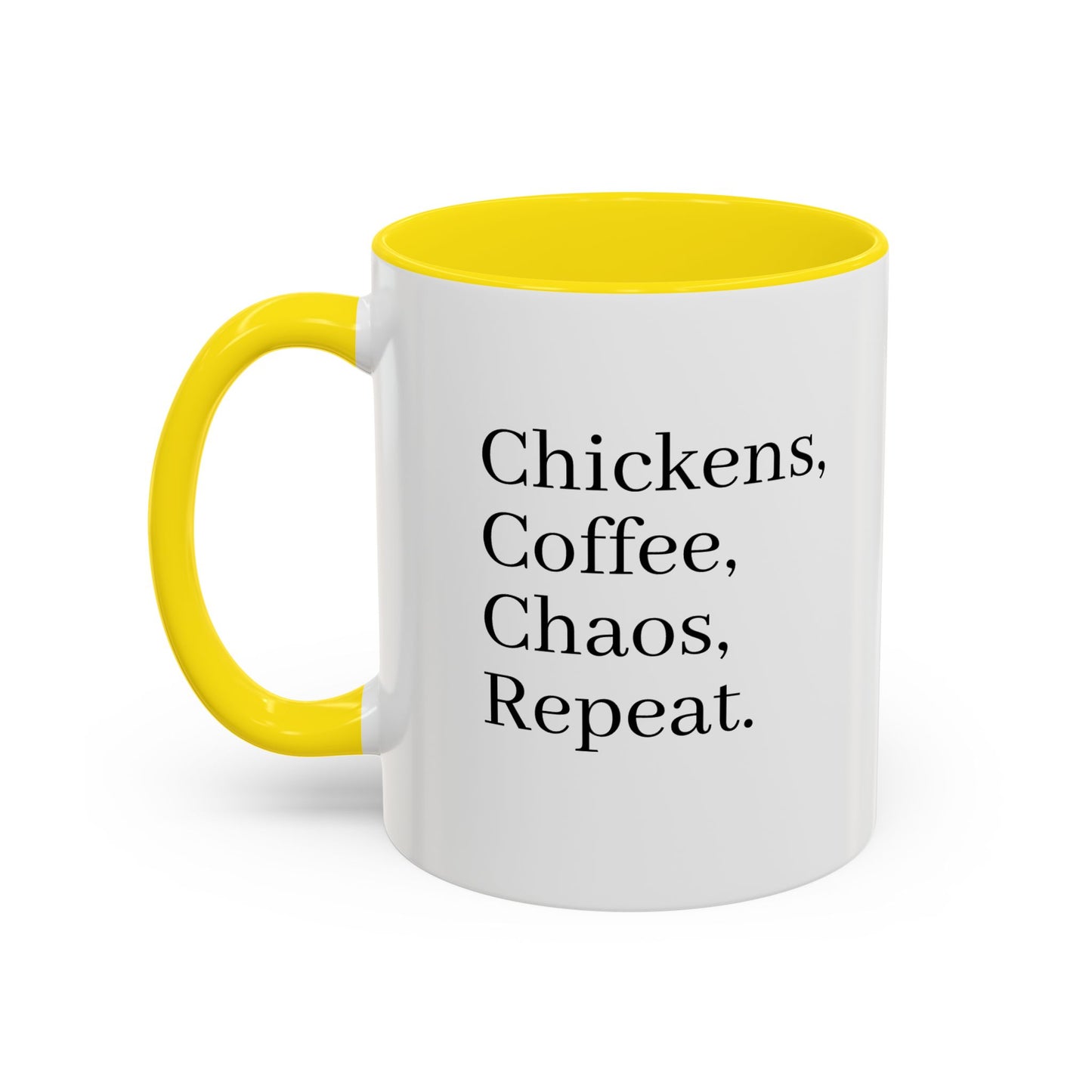 Family Chaos Co. Accent Coffee Mug – 11/15oz Black-Trim Ceramic Mug
