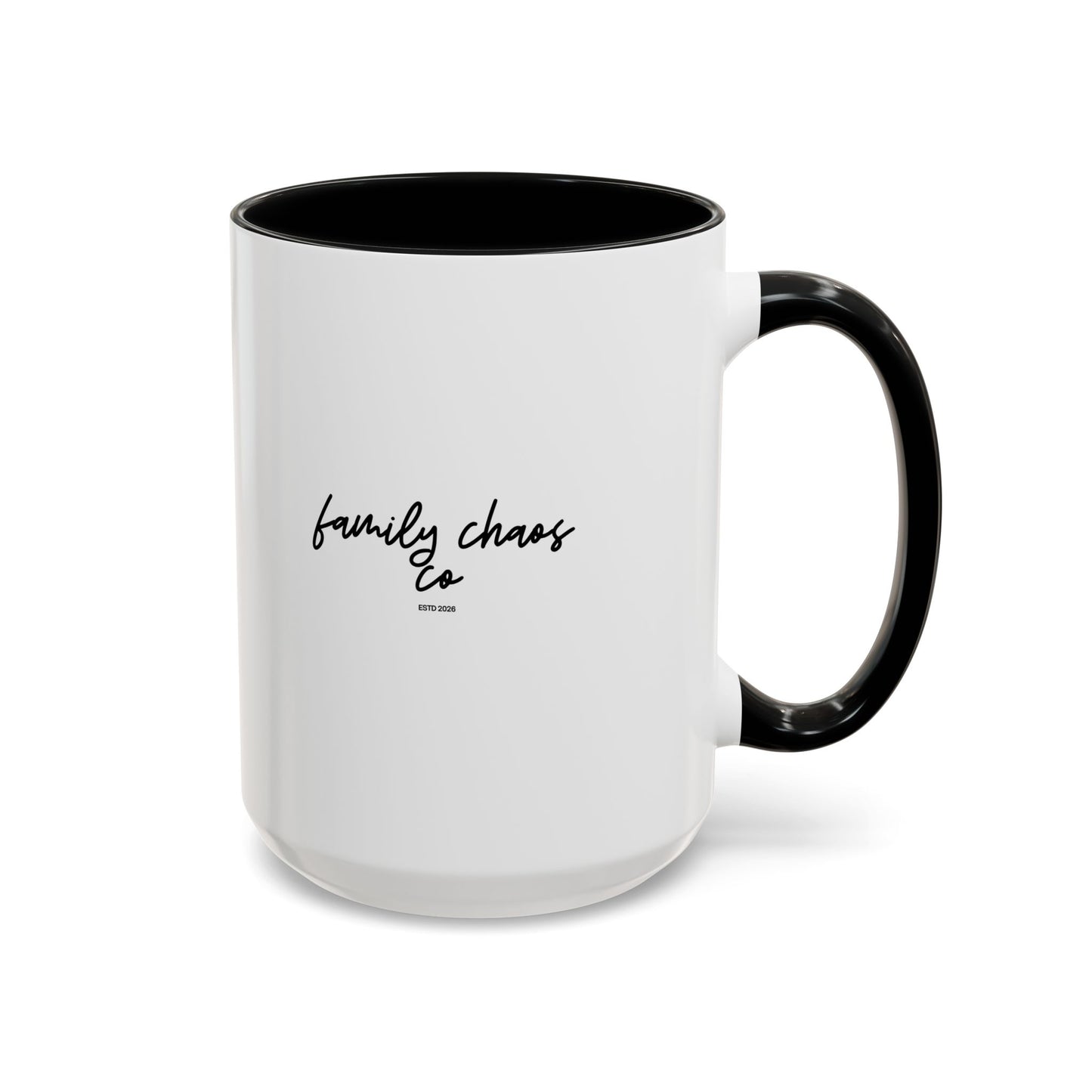 Family Chaos Co. Accent Coffee Mug – 11/15oz Black-Trim Ceramic Mug