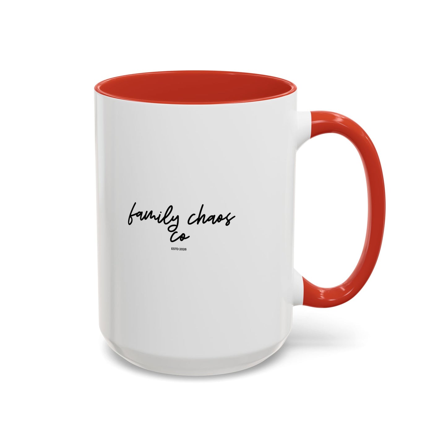 Family Chaos Co. Accent Coffee Mug – 11/15oz Black-Trim Ceramic Mug
