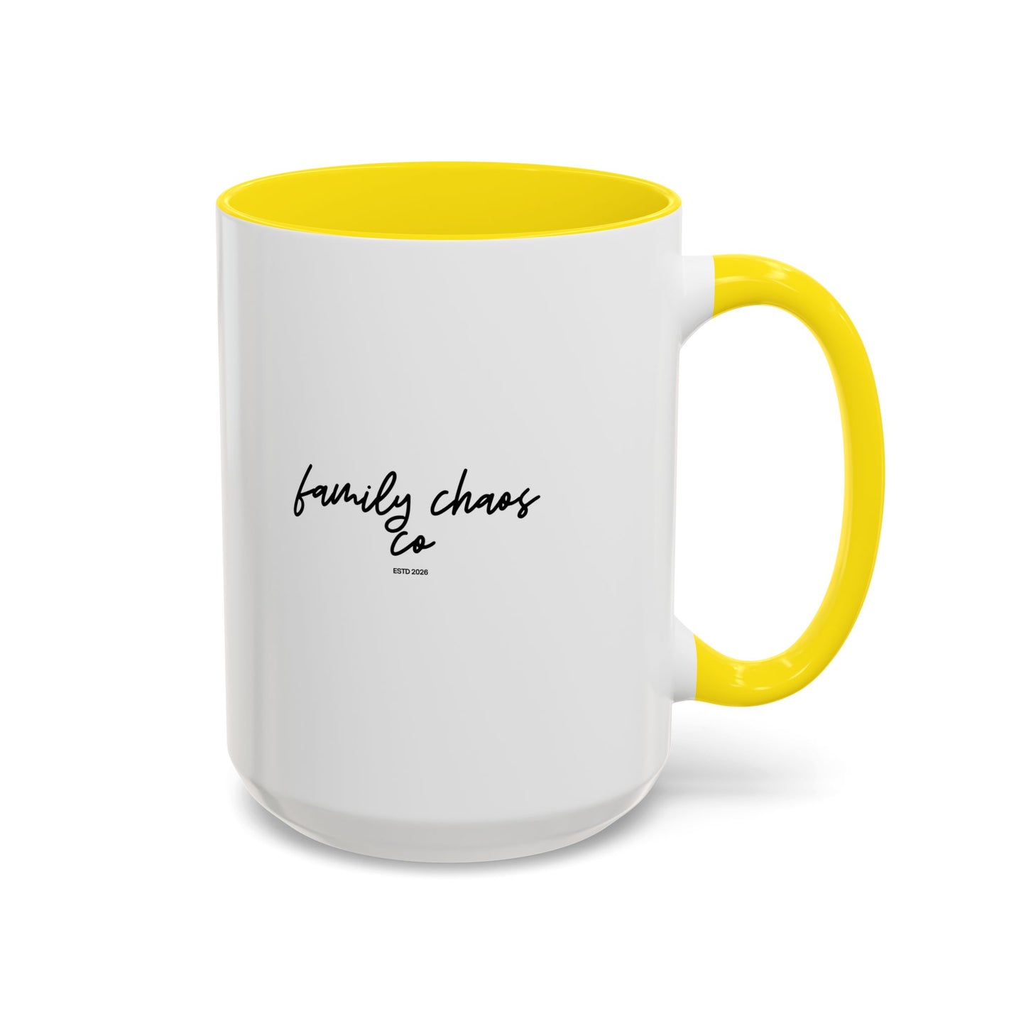 Family Chaos Co. Accent Coffee Mug – 11/15oz Black-Trim Ceramic Mug