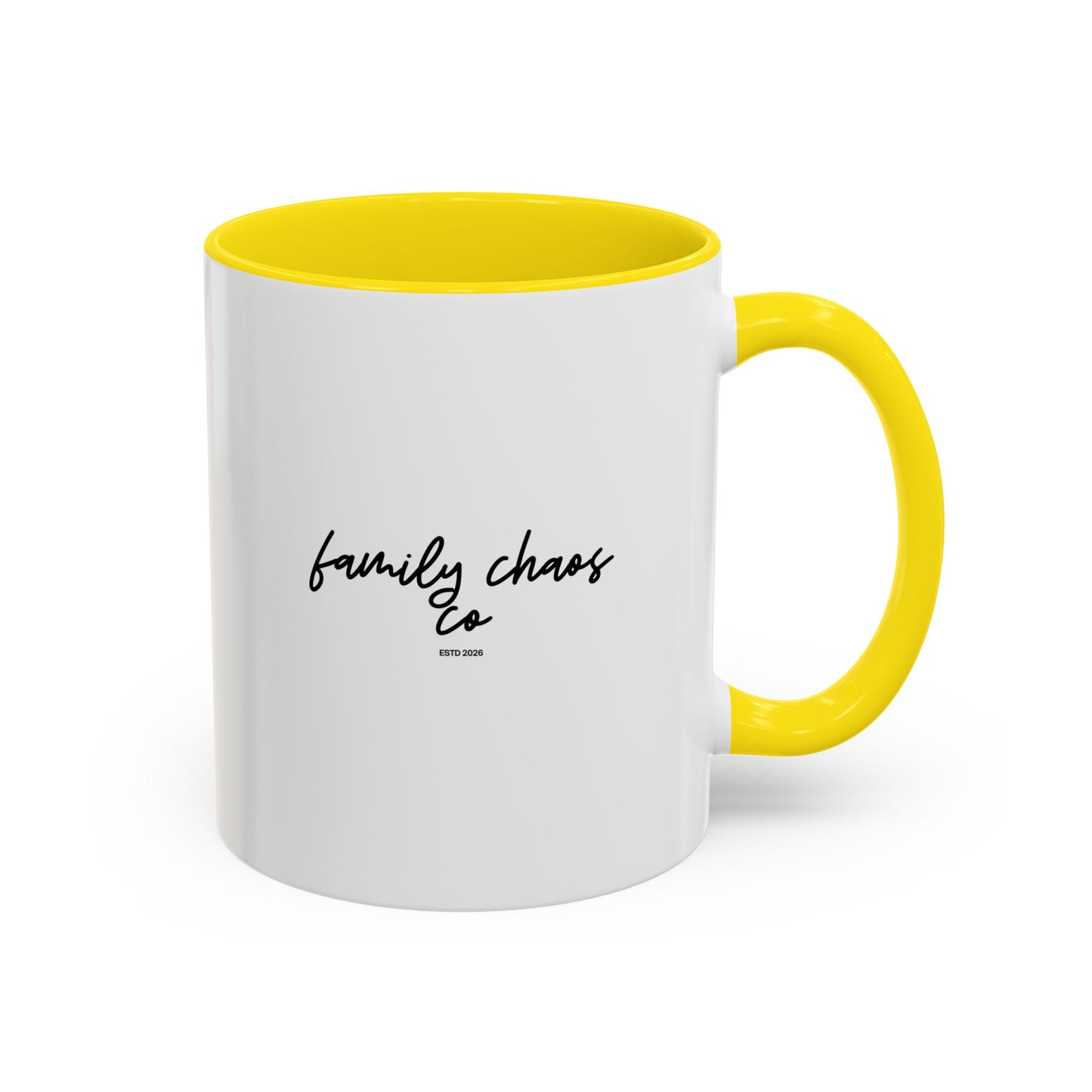 Family Chaos Co. Accent Coffee Mug – 11/15oz Black-Trim Ceramic Mug