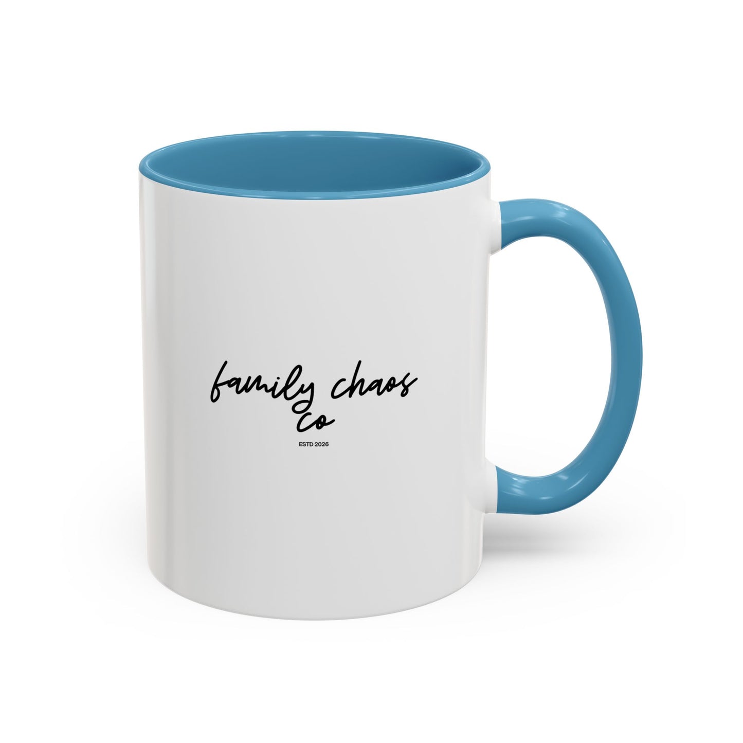 Family Chaos Co. Accent Coffee Mug – 11/15oz Black-Trim Ceramic Mug