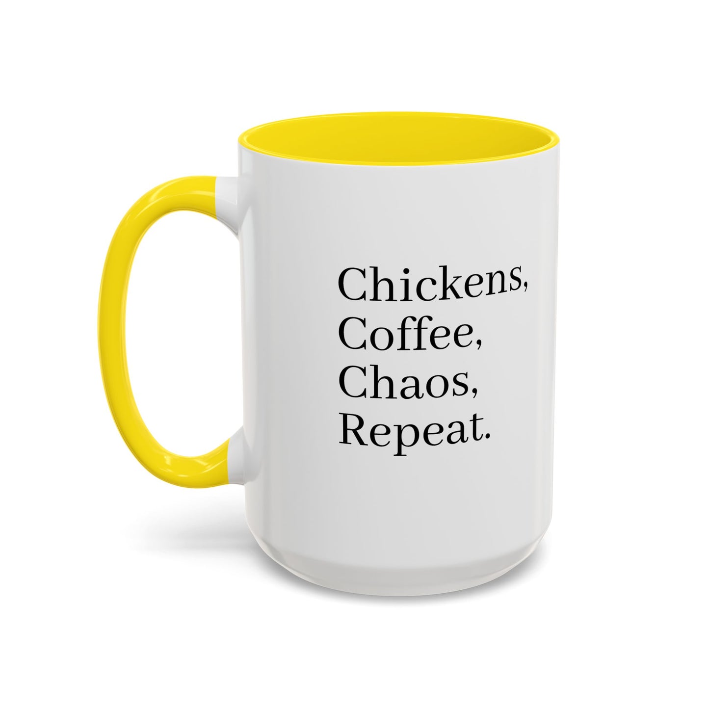 Family Chaos Co. Accent Coffee Mug – 11/15oz Black-Trim Ceramic Mug