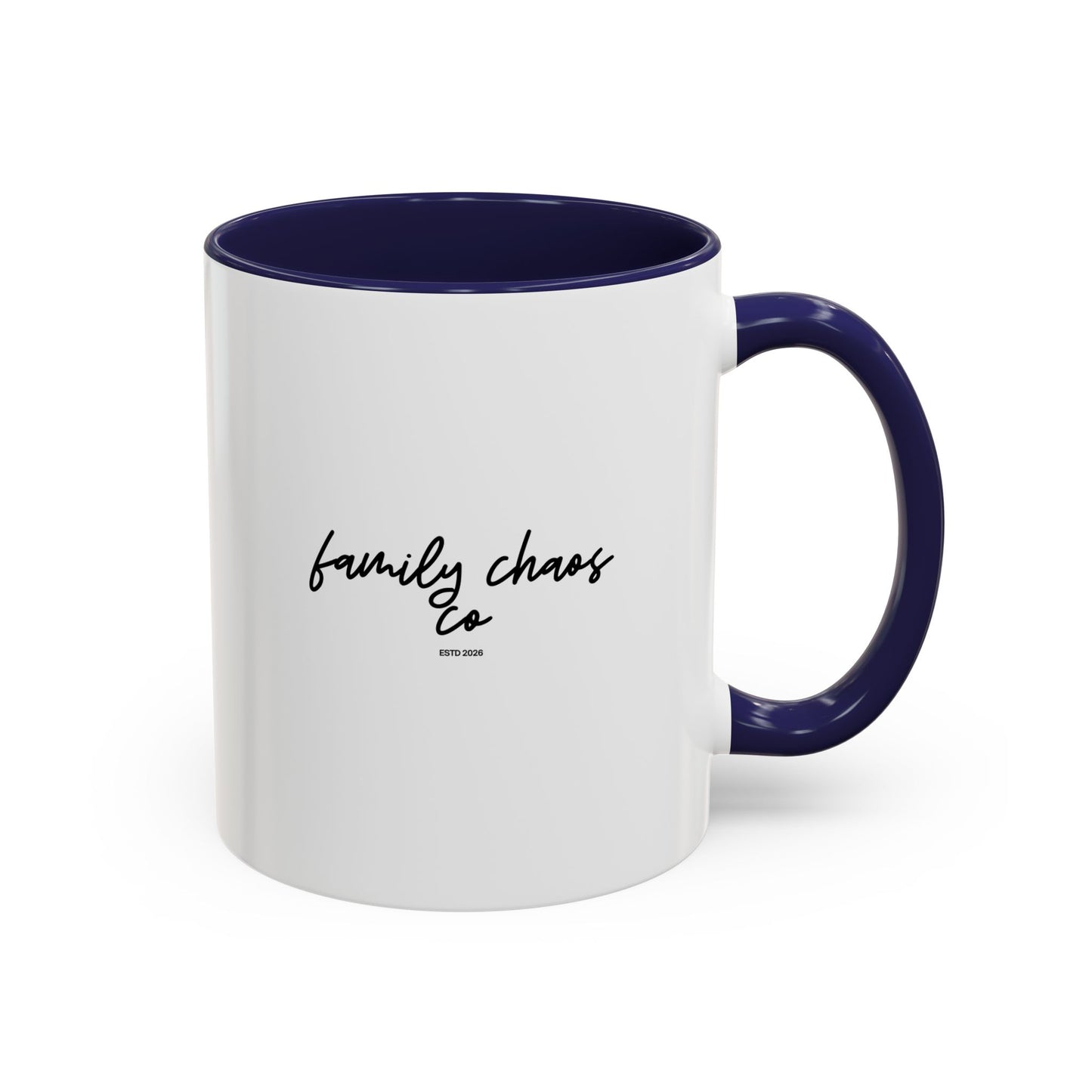 Family Chaos Co. Accent Coffee Mug – 11/15oz Black-Trim Ceramic Mug