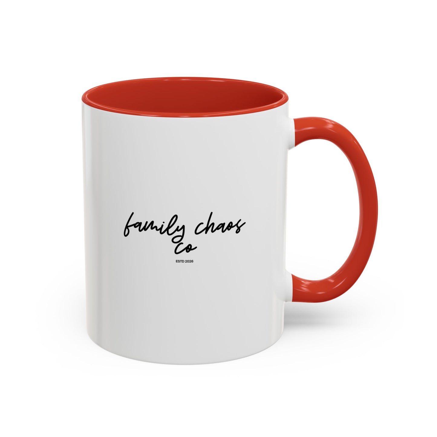 Family Chaos Co. Accent Coffee Mug – 11/15oz Black-Trim Ceramic Mug