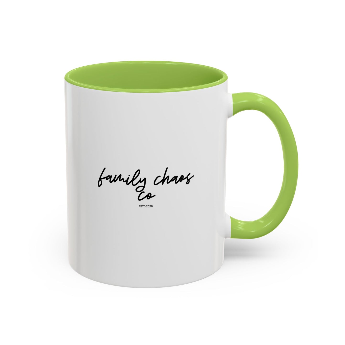 Family Chaos Co. Accent Coffee Mug – 11/15oz Black-Trim Ceramic Mug