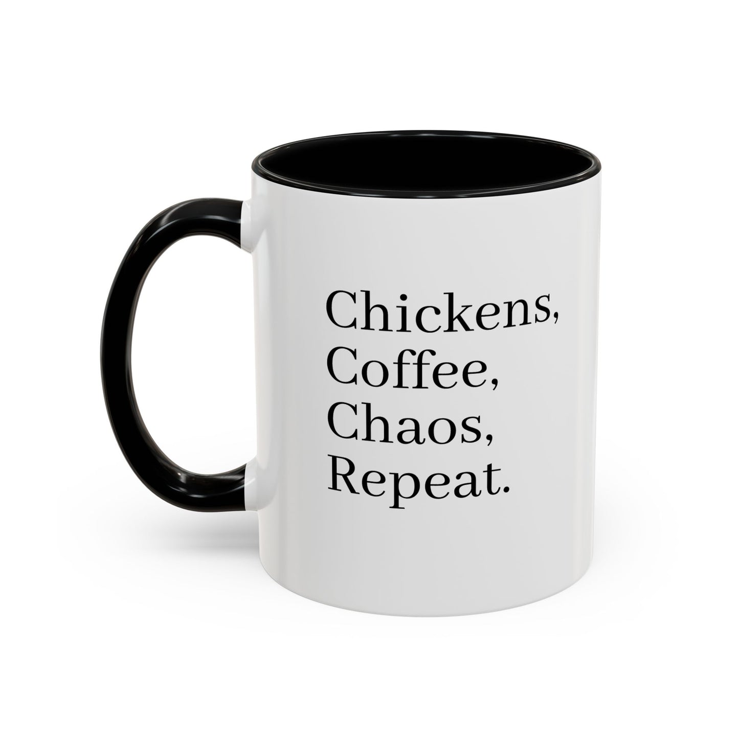 Family Chaos Co. Accent Coffee Mug – 11/15oz Black-Trim Ceramic Mug